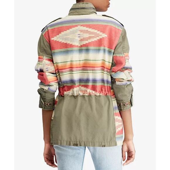 Polo Ralph Lauren Embroidered Field Jacket Military Patchwork Southwestern Aztec - Picture 4 of 13